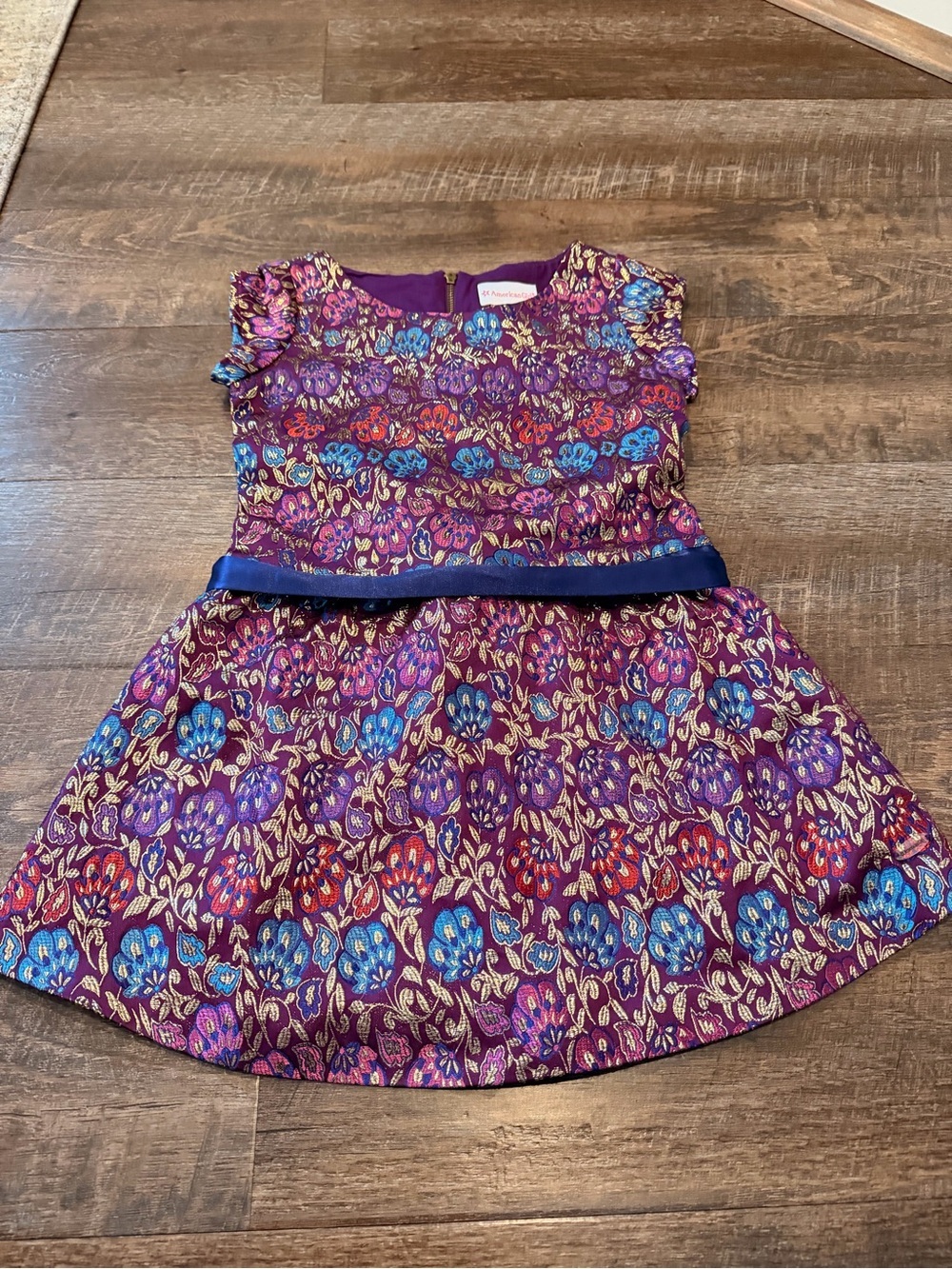 American Girl Girls Size 6 Purple Floral Brocade Holiday Party Dress